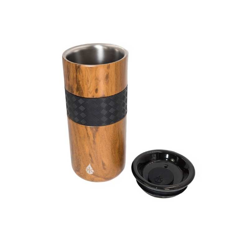 artisan 16 ounce teak wood tumbler with ceramic lid