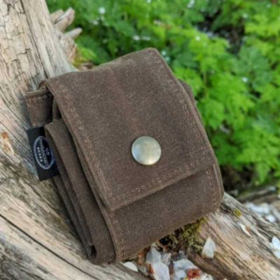 waxed canvas foraging pouch in brown
