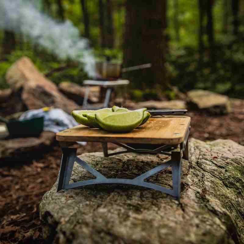 camping cutting board with limes